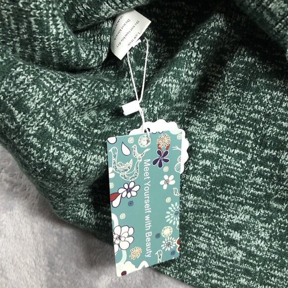 CiCiBrid Sweater Womens Size XL Green Knit Turtle Neck Pullover Heavy Cabincore - Picture 4 of 9